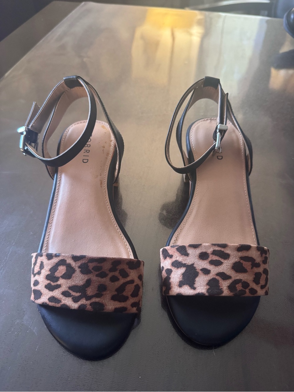 Torrid Leopard Print Strap Block Heel Sandals Size 7W